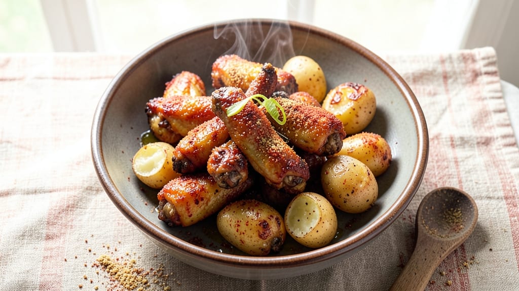 Baked Chicken Wings and Potatoes Recipe: Crispy Skin, Fluffy Taters in One Tray