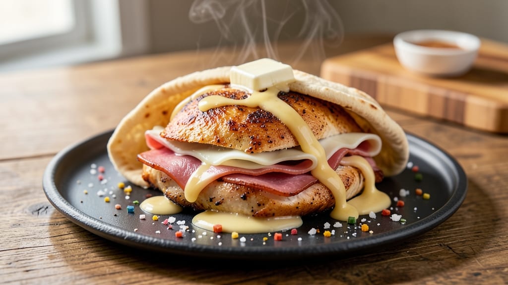 Air Fry Chicken Cordon Bleu Recipe: Crispy Pita Hugs Stuffed With Ham and Cheese