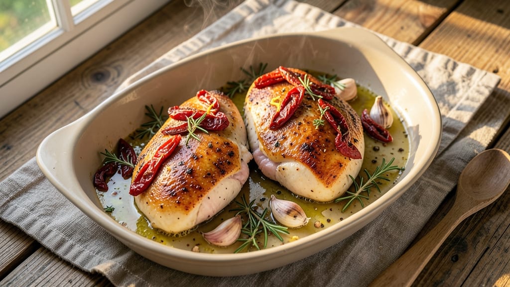 Baked Chicken Breast With Tomatoes Recipe: Sun-Dried Tomato Crust for Juicy Centers