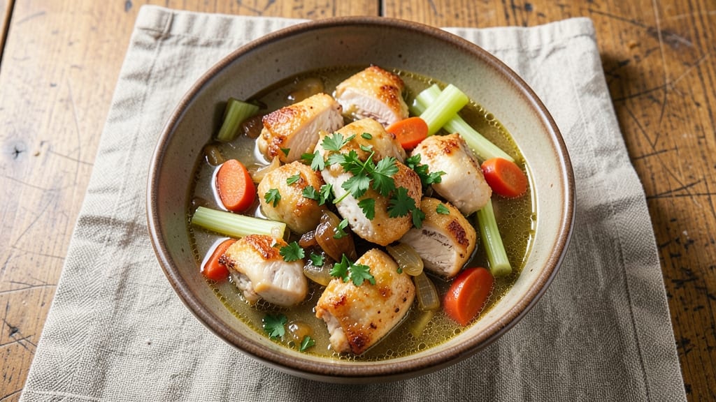 Air Fryer Chicken Soup Recipe: Velvety Broth with Crispy Herb Topping