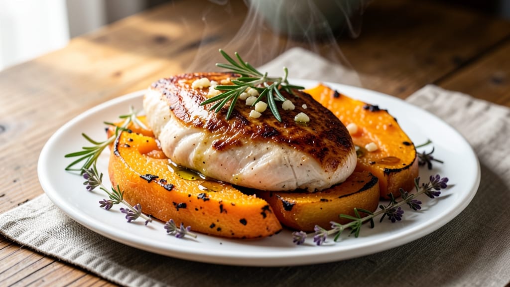Baked Chicken Breast and Acorn Squash Recipe: Sweet-Savory Roast With Caramelized Squash