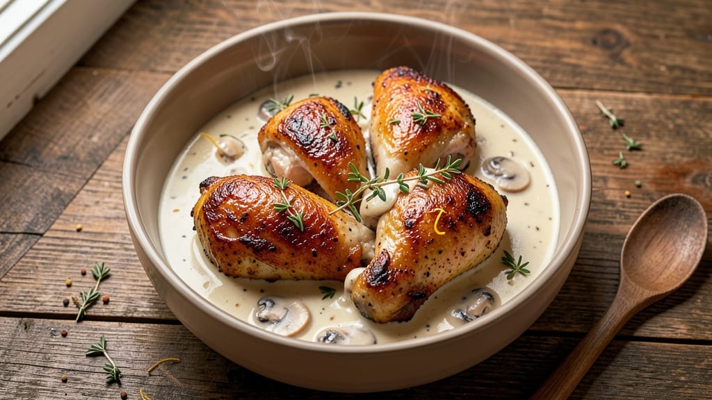 Baked Chicken Thighs With Cream of Mushroom Soup Recipe: One-Pot Richness With Golden Crisp