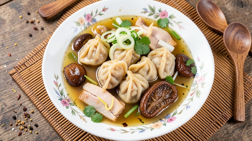 Asian Chicken Dumpling Soup Recipe: Fragrant Ginger-Scented Broth with Pillowy Wontons