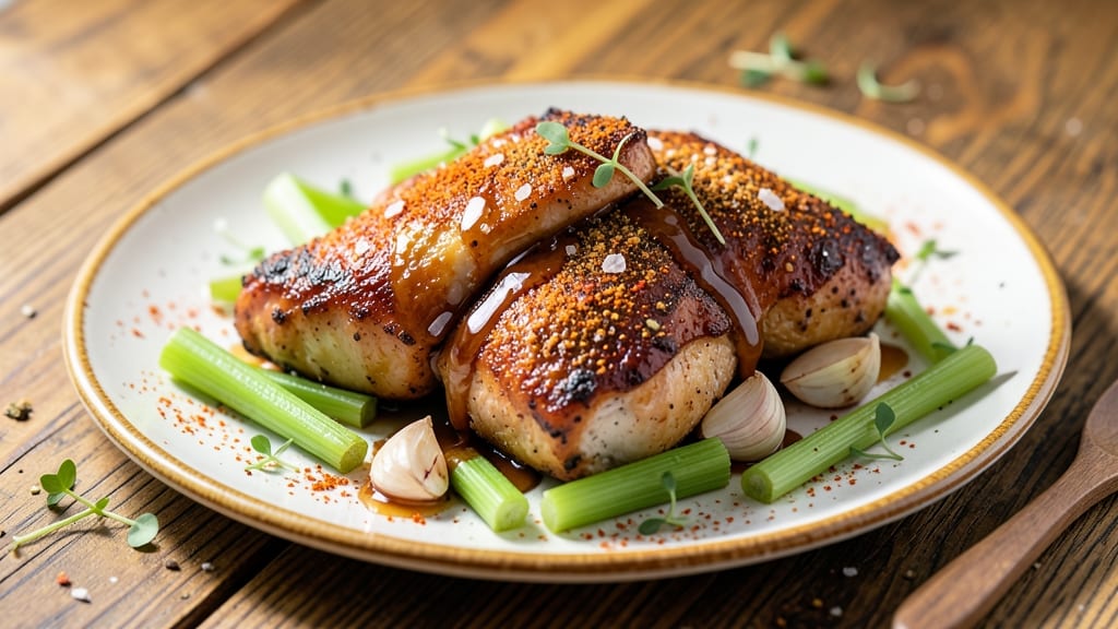 Baked Kickin Chicken Recipe: Spicy Celery-Herb Crust With Juicy Centers