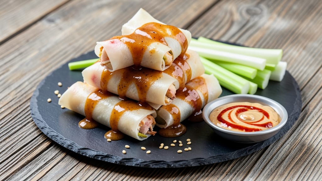 Bang Bang Chicken Rice Paper Rolls Recipe: Crunchy Celery Crust Meets Creamy Peanut Bliss