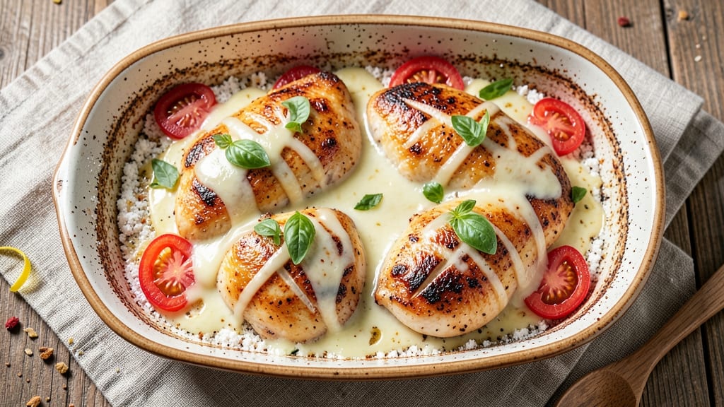 Baked Chicken Provolone Recipe: Melted Cheese Crust With Juicy Centers