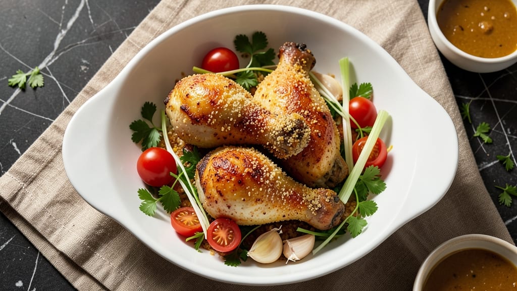 Baked Chicken Drummet Recipe: Juicy Centers Cradled in Crispy Celery Herb Crust