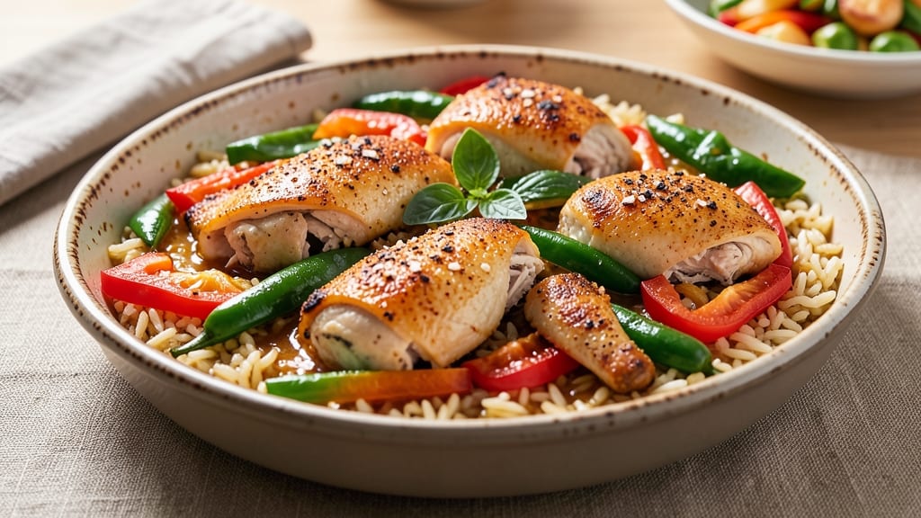 Baked Chicken Paella Recipe: Saffron-Infused Rice with Crispy Top Layer