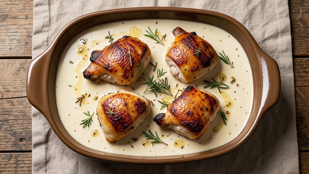 Baked Chicken Thighs with Cream of Chicken Soup Recipe: One-Pot Creamy Herb Crisp