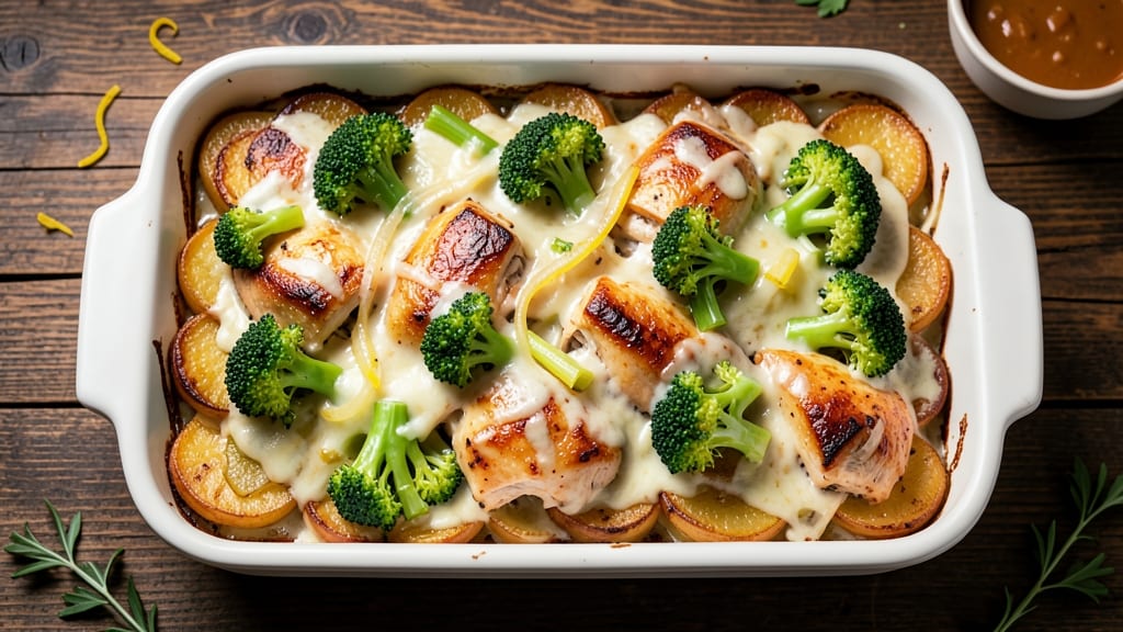 Baked Potato Chicken and Broccoli Casserole Recipe: Layered Crisp-Topped Comfort in One Dish