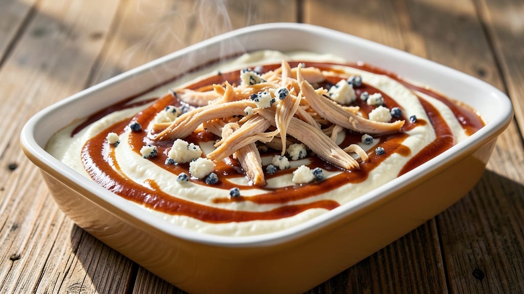 Campbell's Buffalo Chicken Dip Recipe: Crispy Celery Crown Topping Over Creamy Heat