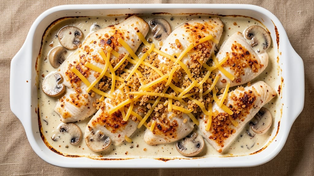 Campbell's Cream of Mushroom Chicken Casserole Recipe: One-Pan Cheesy Crunch Topped Magic