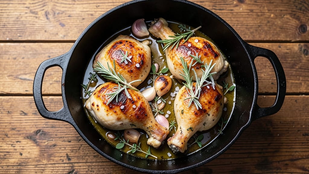 Chicken Legs in Dutch Oven Recipe: Smoky Garlic-Herb Roast With Crispy Skin