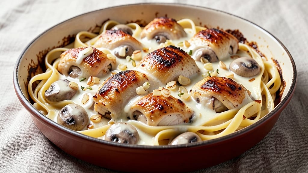 Baked Chicken Tetrazzini Recipe: One-Pot Pasta, Chicken, and Creamy Mushroom Bliss