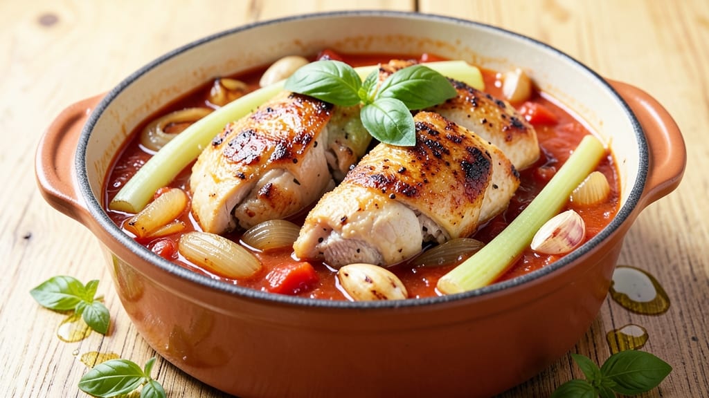 Grandma's Chicken Cacciatore Recipe With Tomato Sauce: Simmered Wine and Herb Richness