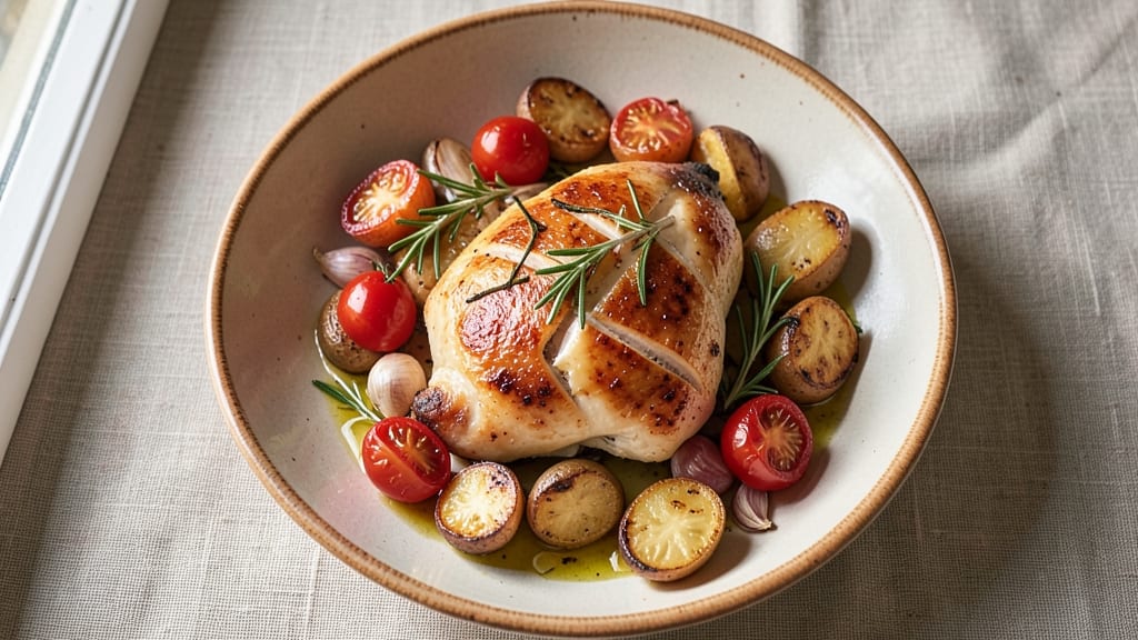 Jamie Oliver's Chicken, Potato, and Tomato Recipe: Herby One-Pan Harmony