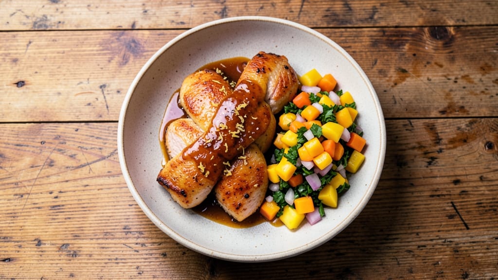 Lemon Ginger Chicken with Pineapple Mango Salsa Recipe: Tropical Zing Meets Zesty Pan-Seared Perfection