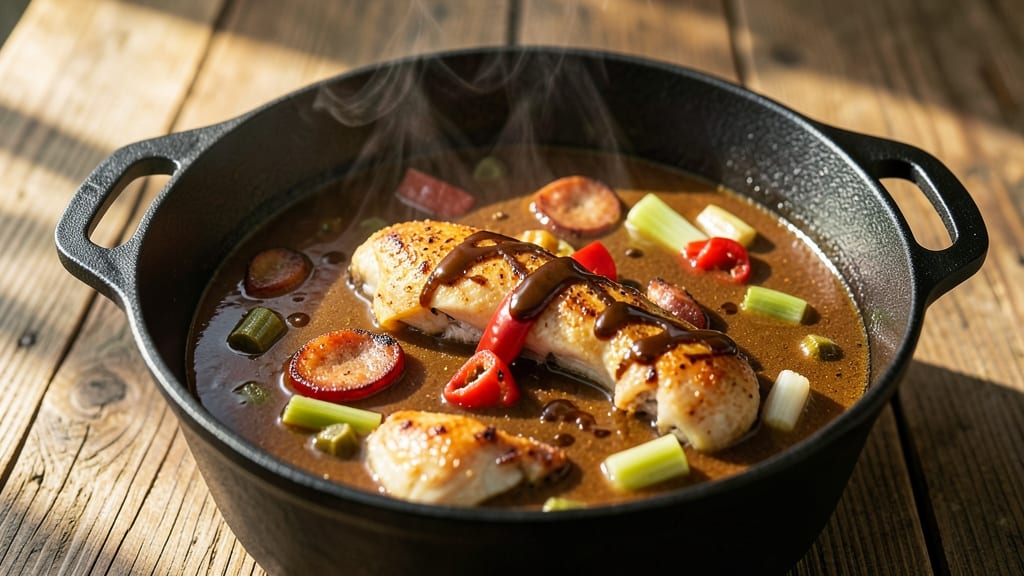 Traditional Chicken Gumbo Recipe: Dark Roux Depth and Okra-Thickened Richness